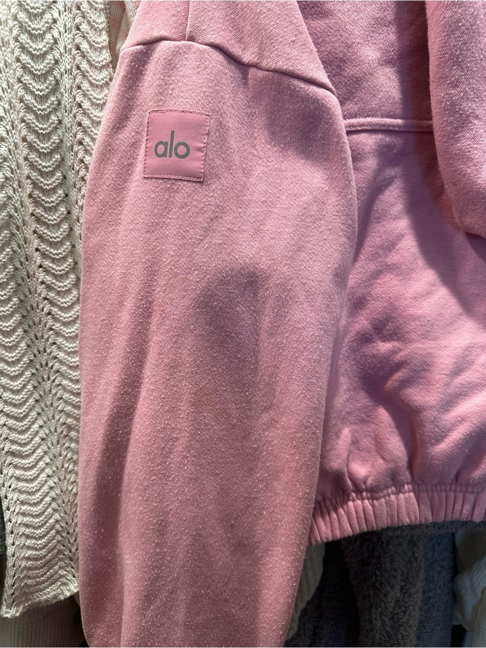 ALO Yoga Pink Cropped Hoodie Pullover - Picture 4 of 4